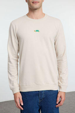 TRENDYOL MAN Tas Regular/Normal Kesim Bisiklet Yaka Etamin Hayvan Nak?sl? Sweatshirt TMNAW25SW00158 - Trendyolmilla фото 3