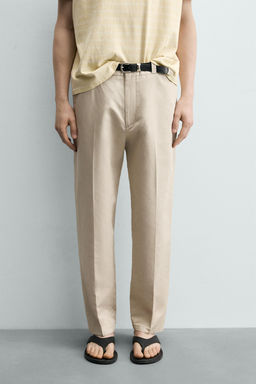 PANTAL?N CHINO STRAIGHT FIT ALGOD?N - LINO / Beige vigor?
