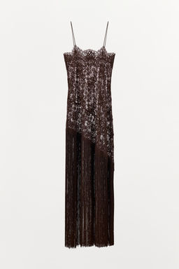 LACE AND FRINGED STRAPPY DRESS - Zara фото 13
