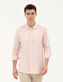 A__k Pembe Slim Fit Uzun Kollu G_mlek