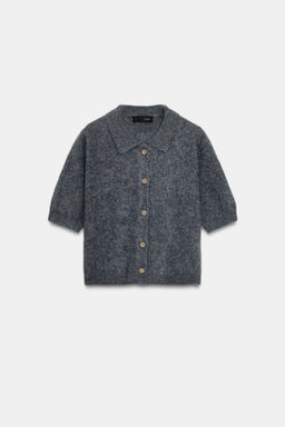 100% WOOL SHORT SLEEVE POLO CARDIGAN - Zara фото 5