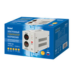 RS-1 1000W/RX/U WHITE REF Стабилизатор напряжения для холодильников, 1000ВА. USB разъем. TM Uniel