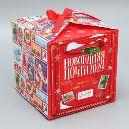 Складная коробка Новогодняя почта 2024, 18 18 18 см