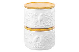Банка д/хранения 250 мл 9,3*9,3*7 см Птички на ветке + дер. крышка-подставка с сил. упл. - Elan gallery фото 8