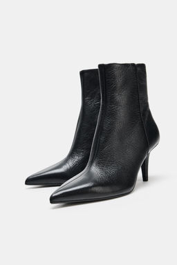 LEATHER HEELED ANKLE BOOTS - Zara фото 3