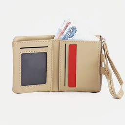 Кошелёк женский на кнопке, 11.5×2.5×9 см, однотонный, бежевый