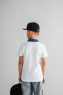 Футболка Поло д/м,кор.рук., цвет белый-серый, 100% х/б