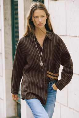 STRIPED SHIRT WITH BUCKLES - Zara фото 10
