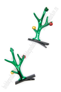 Новогодние заколки Рожки (1 пара) SF-7562, зеленый №10 - Больше подарков фото 5