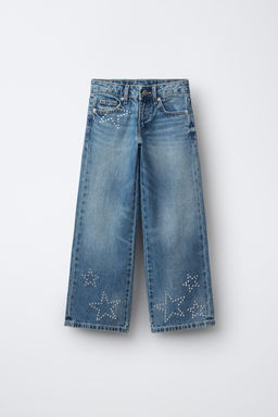 WIDE-LEG JEANS WITH RHINESTONE STARS - Zara фото 7