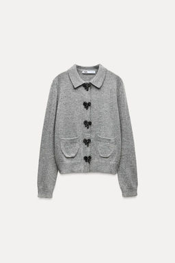 KNIT CARDIGAN WITH BUTTONS AND BOWS - Zara фото 5