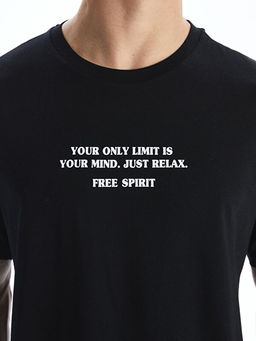 Bisiklet Yaka K?sa Kollu Bask?l? Penye Erkek Ti??rt