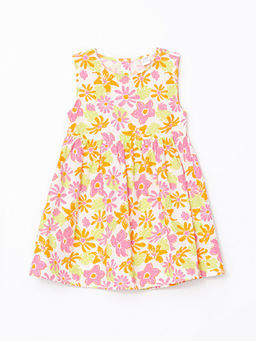 Bisiklet Yaka ?i?ekli K?z Bebek Elbise