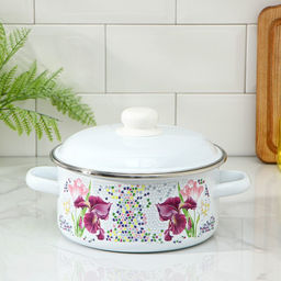 Кастрюля эмалированная «Мозаика», 3 л, d=20 см, индукция, белая