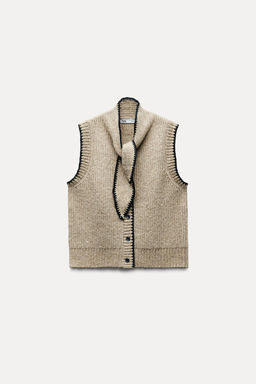 KNIT WAISTCOAT WITH BOW - Zara фото 4