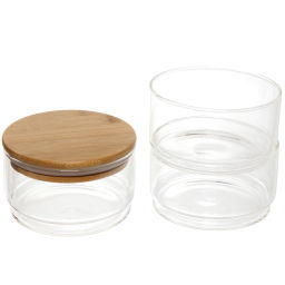 Банка для продуктов стеклянная "Хай-Тек" в наборе 3*400мл с бамбуковой крышкой 11*6см