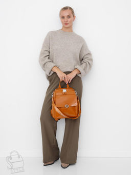 Рюкзак женский кожаный 21023-8 brown Polina&Eiterou