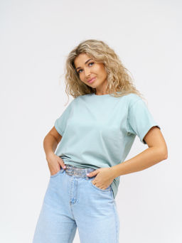 Футболка Хлопок 95%, лайкра 5% Классика аква - Ивассорти фото 15