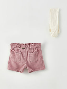 Beli Lastikli Basic Kadife ?ort ve K?lotlu ?orap 2li