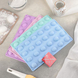 Форма для выпечки Доляна Фигуры.Полусфера, силикон, 28.3?16.5 см, 24 ячейки (d=2.8 см), розовая фото 9