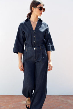 HIGH-WAIST WIDE-LEG TROUSERS WITH DARTS - Zara фото 3