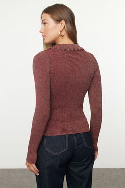 TRENDYOLMILLA Bordo Polo Yaka Triko Kazak TWOAW25KZ00289