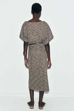 VESTIDO MIDI TEXTURA CINTUR?N / Marr?n / Crudo - Zara фото 4