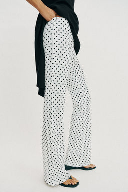 PANTALON FLARE STRETCH / Blanco / Negro - Zara фото 3