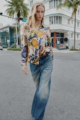 PRINTED SATIN BLOUSE - Zara фото 9