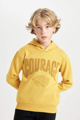 Толстовка оверсайз с капюшоном и принтом для мальчиков - Defacto фото 4