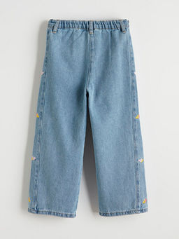 Regular Fit Nak??l? K?z ?ocuk Jean Pantolon