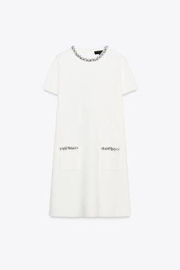 PLAIN KNIT MINI DRESS WITH RHINESTONES - Zara фото 5