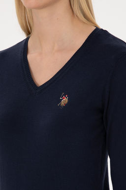 Kad_n Lacivert V Yaka Basic Kazak - U.s. polo assn фото 7