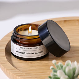Ароматическая свеча в банке «Розовый цветок кактуса», 12 г