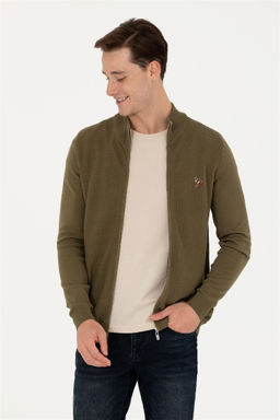 U. S. Polo Assn / Мужской базовый трикотажный кардиган цвета хаки - U.s. polo assn фото 7