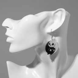 Серьги акриловые «Инь-ян» котики, цвет чёрно-белый