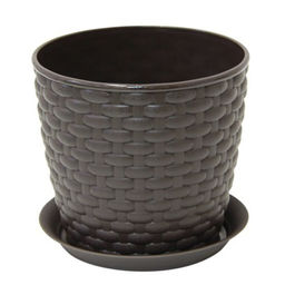 Горшок для цветов п/эт. с поддоном "Ротанг коричневый" 1л (d13,5см) (М 3080)