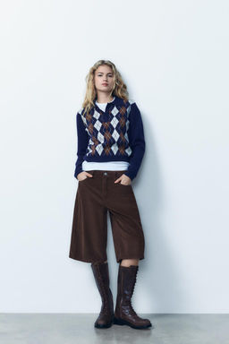 ARGYLE JACQUARD POLO SWEATER