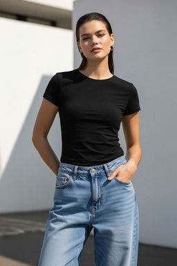 Trendyolmilla Siyah Yumusak Bambu Icerikli Vucudu Saran Bisiklet Yaka Esnek Orme Bluz TWOSS25BZ00530  фото 5