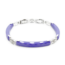 Браслет Лили из голубой керамики покрытие светлый металл