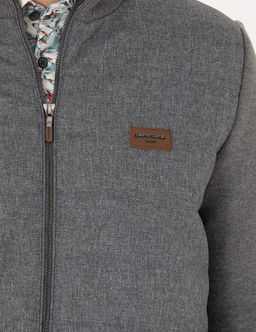 Gri Melanj Slim Fit Fermuarl_ Triko H_rka