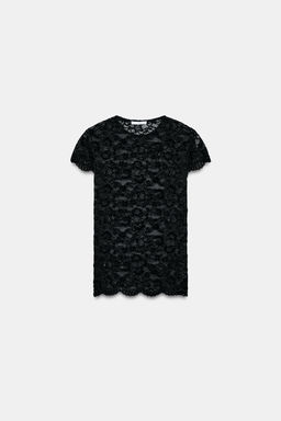SHORT SLEEVE LACE T-SHIRT - Zara фото 4
