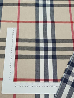 Вареный (стираный) хлопок Крупная клетка Барбери цв.бежево-молочный меланж, ш.2.50м, хл-100% - Купава фото 5
