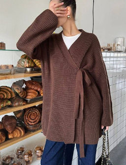 K13523 Кардиган OVER SIZE КОРИЧНЕВЫЙ