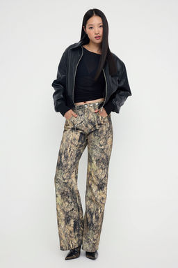 Teen Cok Renkli Desenli Yuksek Bel Wide Leg Jeans TWOAW26JE00152