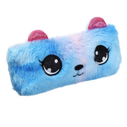 Пенал школьный меховой на молнии Calligrata «Мишка», пушистый, с ушками, МИКС