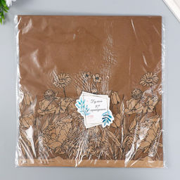 Цена за 5 шт. Бумага для скрапбукинга двусторонняя крафт Какао и цветы, плотность 180 г, 30.5?32 см