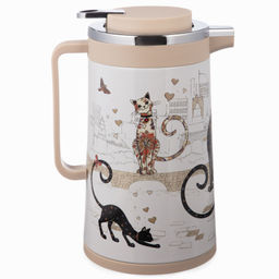 ТЕРМОС СО СТЕКЛЯННОЙ КОЛБОЙ, 950 МЛ, КРЫШКА С КЛАПАНОМ, СЕРИЯ ПАРИЖСКИЕ КОТЫ