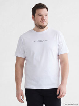 Bisiklet Yaka Bask?l? Penye Erkek Ti??rt