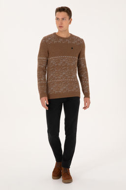 Erkek Comfort Fit Bisiklet Yaka Kahverengi Kazak - U.s. polo assn фото 4